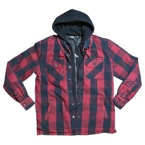 Harley Davidson Willie G Skull Quilted Hoodie Shirt Jacket Red Full Zip Medium